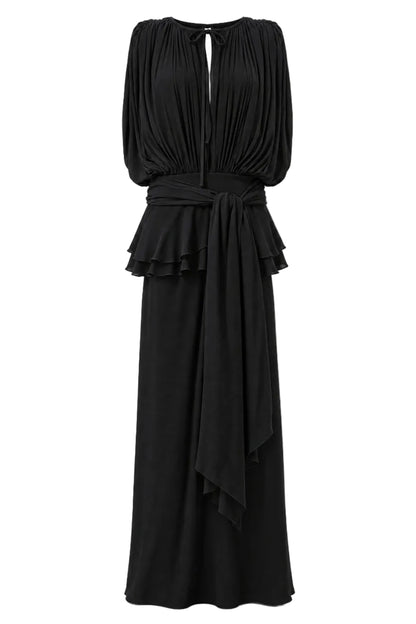 Midnight Drape Evening Gown — Eucalyptus Silk