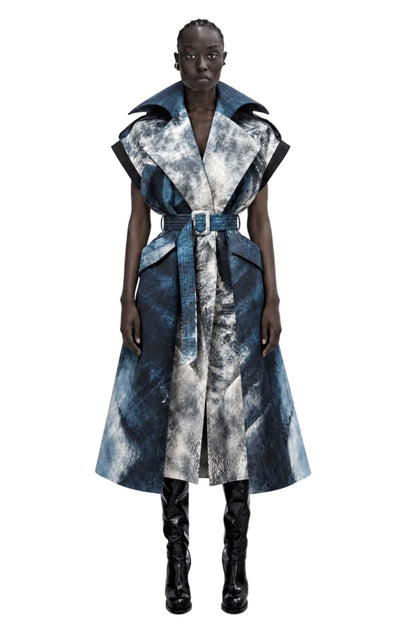 Whales Oversized Sleeveless Trench Coat