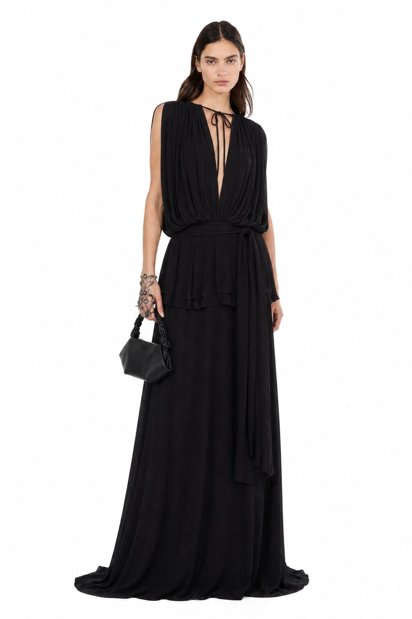 Midnight Drape Evening Gown — Eucalyptus Silk - Vegan America