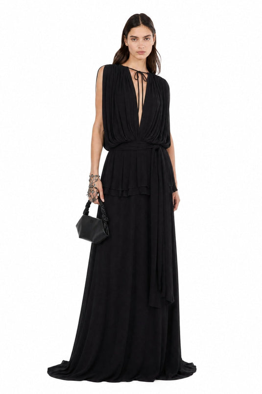 Midnight Drape Evening Gown — Eucalyptus Silk - Vegan America