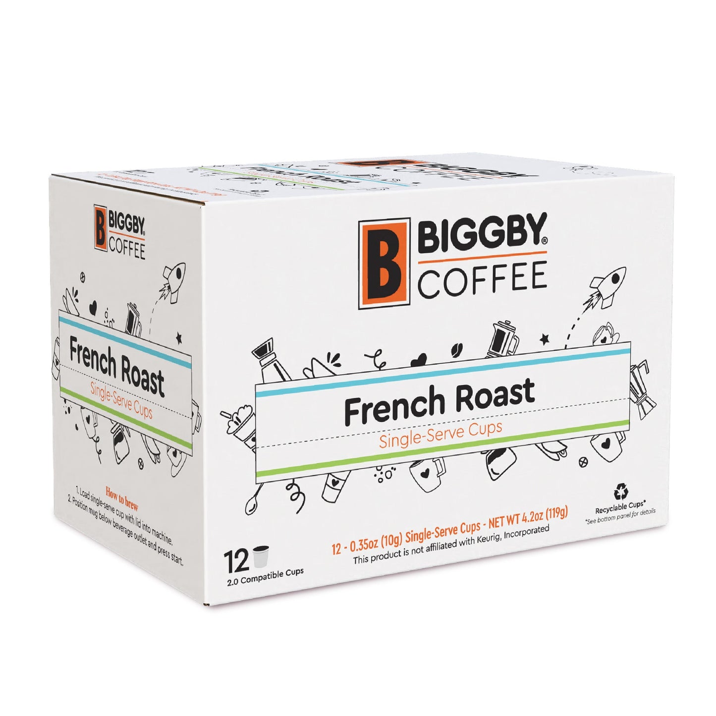 Biggby French Roast 12ct Single Serve 100% Farm Direct Coffee - Vegan America