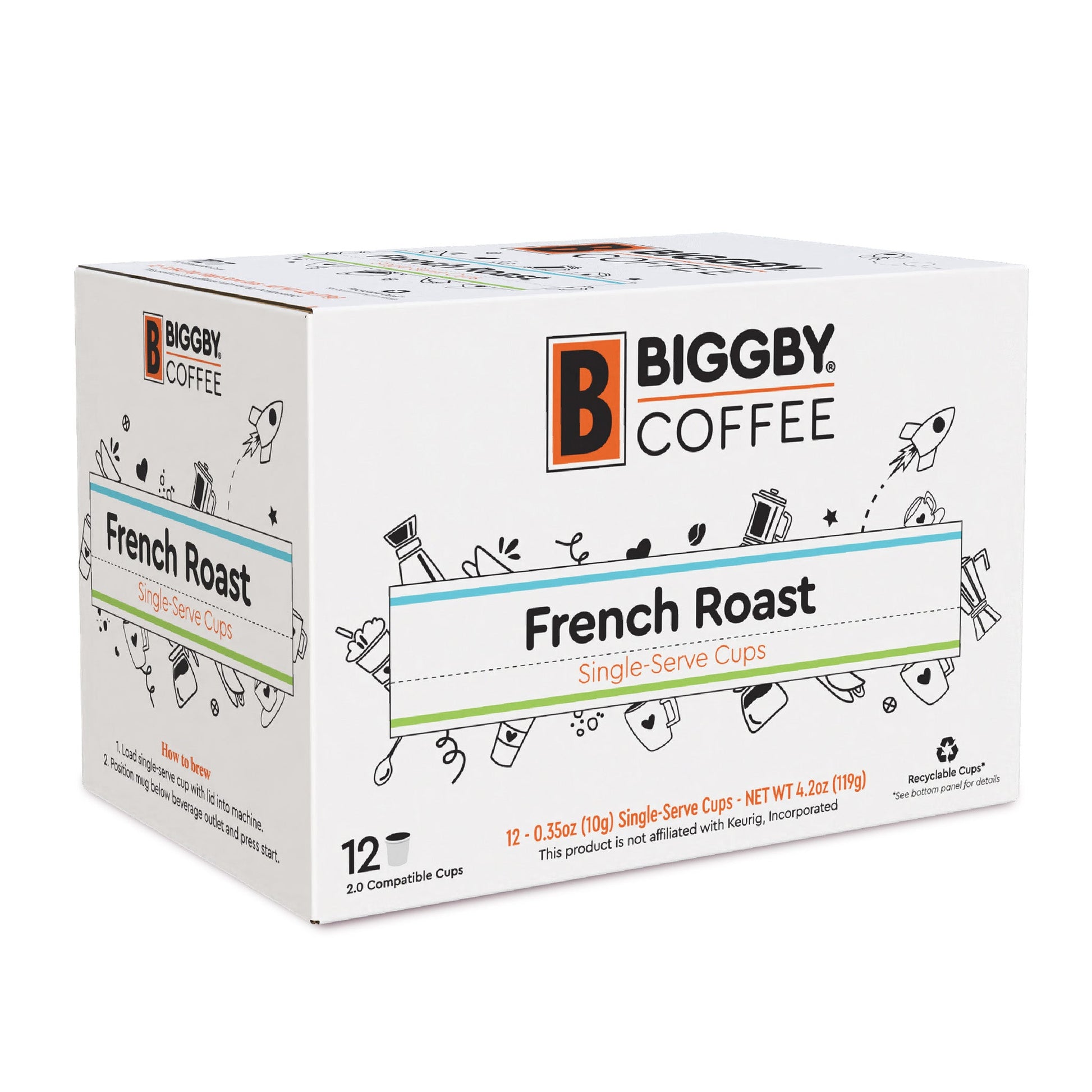 Biggby French Roast 12ct Single Serve 100% Farm Direct Coffee - Vegan America