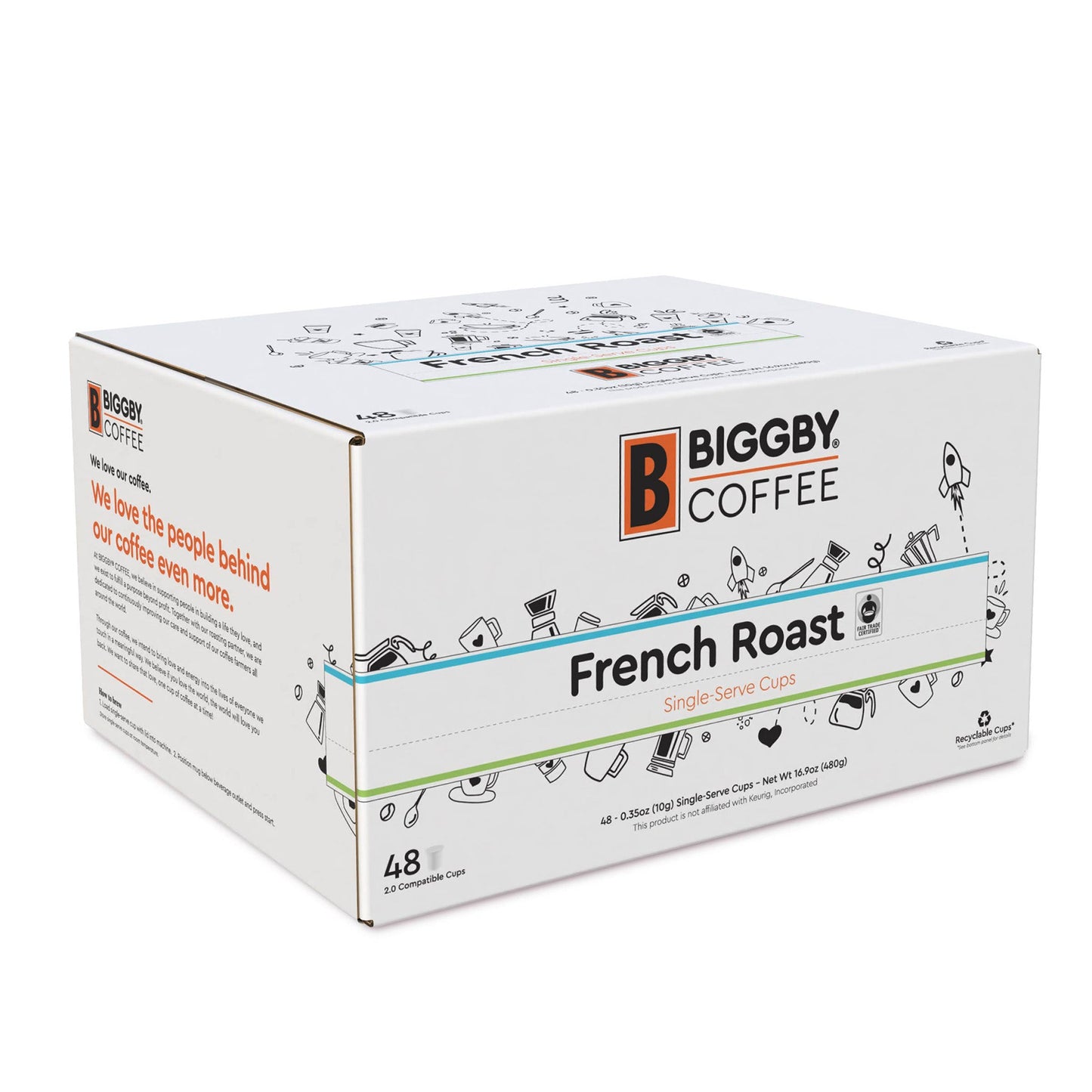 Biggby French Roast 48ct Single Serve 100% Farm Direct Coffee