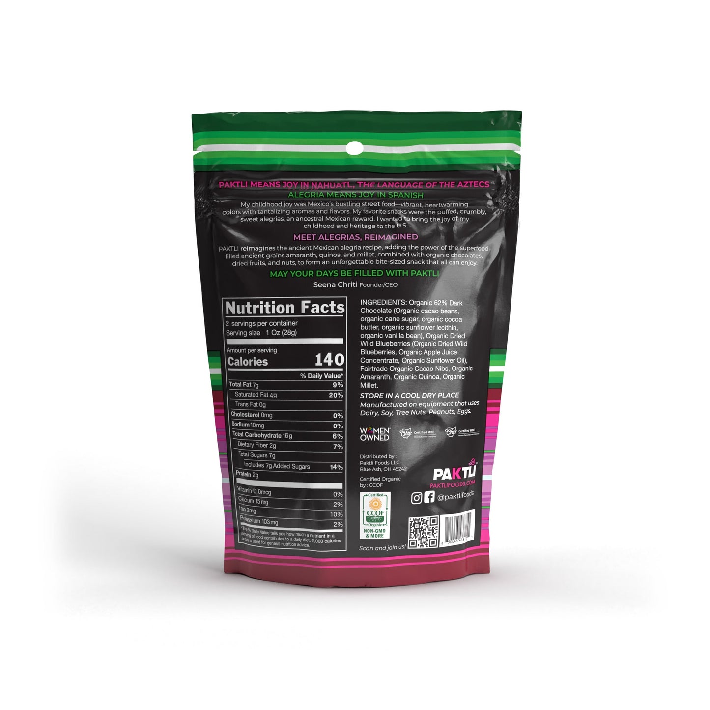 NEW Dark Chocolate Alegria Bites w/ Blueberries + Cacao Nibs (Wholesale)
