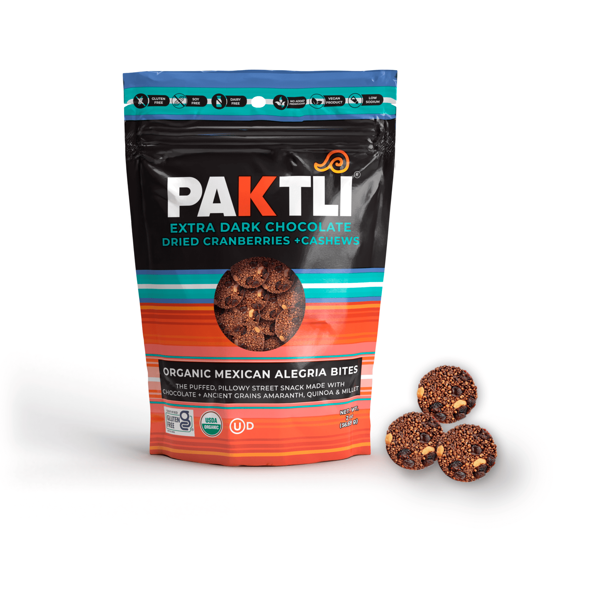 NEW Extra Dark Chocolate Alegria Bites w/ Cranberries + Cashews - Vegan America