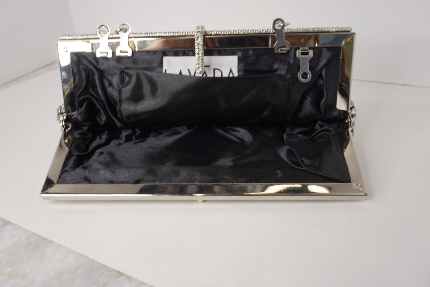 Silver and Crystal, Frame Evening Clutch - Vegan America