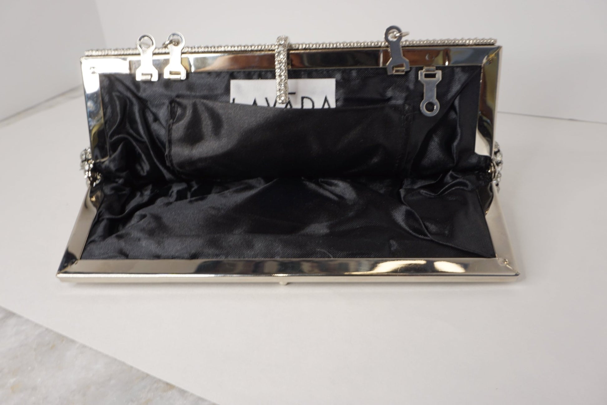 Silver and Crystal, Frame Evening Clutch - Vegan America