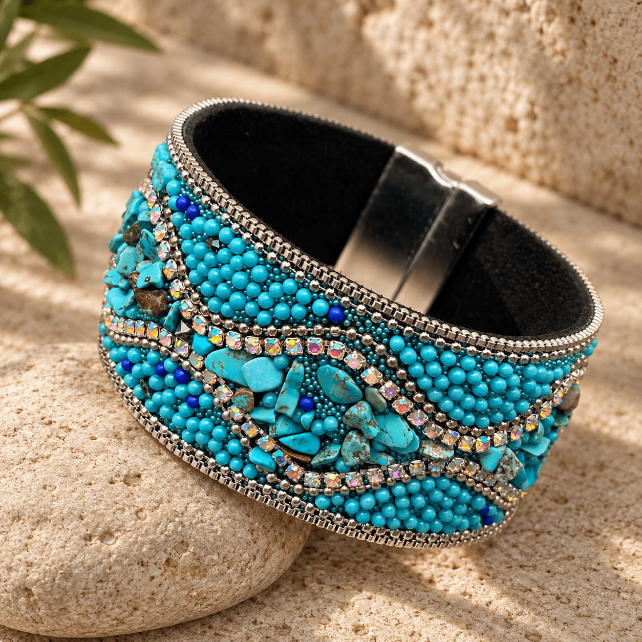 Boho Sparkle Magnetic Cuff Bracelet - Vegan America