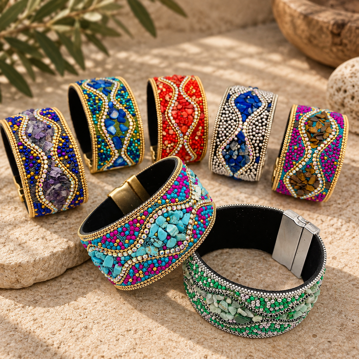 Boho Sparkle Magnetic Cuff Bracelet - Vegan America