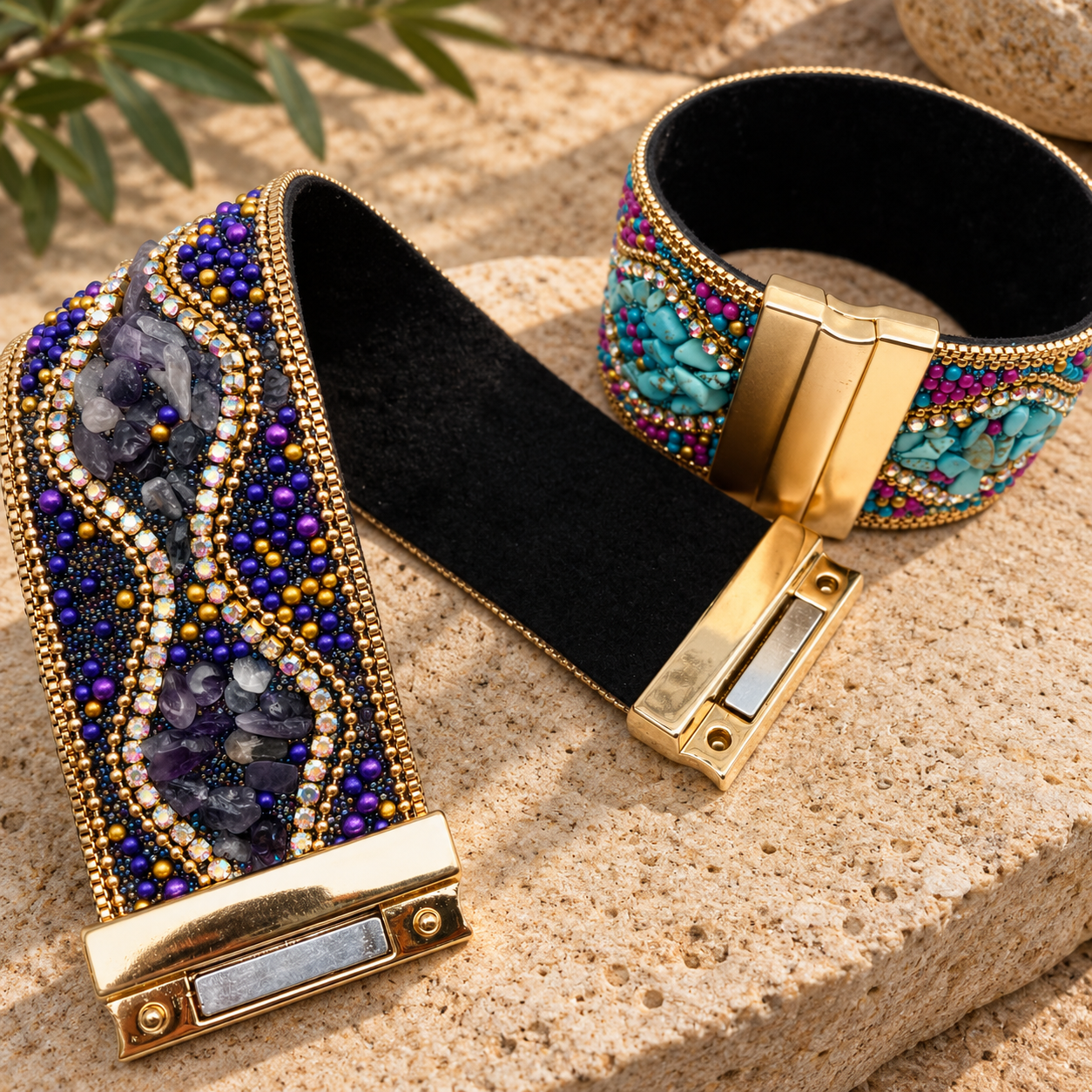 Boho Sparkle Magnetic Cuff Bracelet - Vegan America