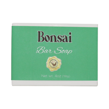 Bonsai Bar Soap in a white box with a green label
