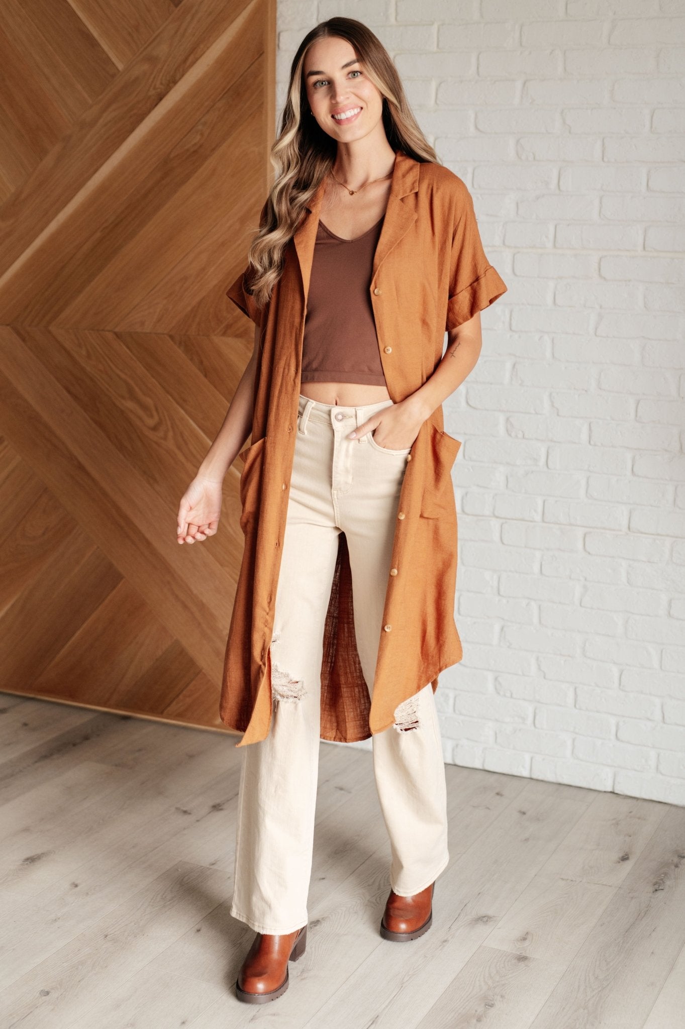Terracotta Shirt Dress - Vegan America