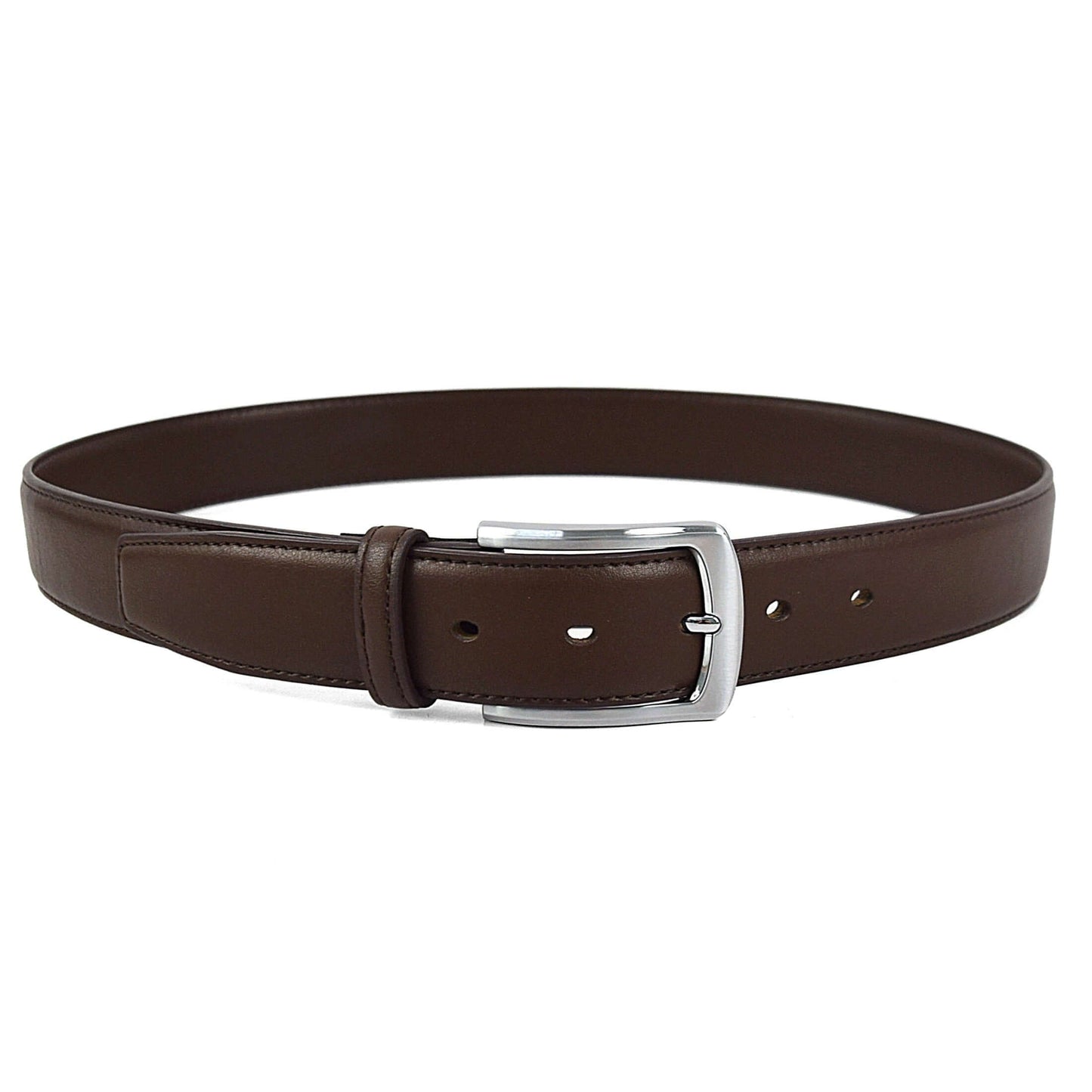 CLOSEOUT - Professional 2 - Brushed Silver PVD 5.0 Vegan Belt - Brown 32-36