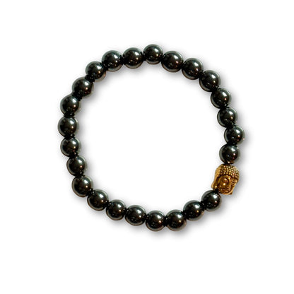 Buddha Crystal Beaded Bracelet - Hematite