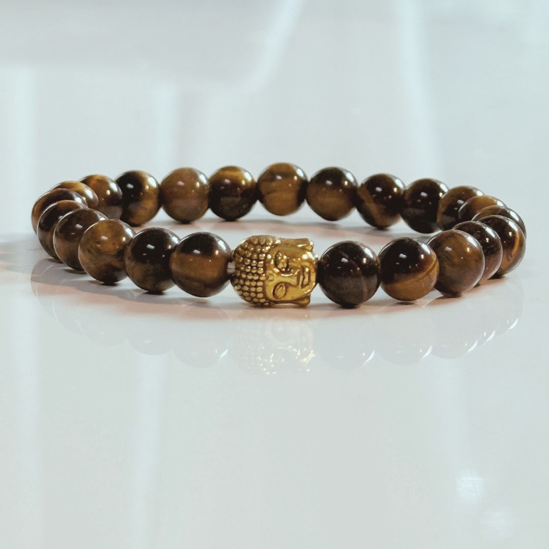 Buddha Crystal Beaded Bracelet - Tiger Eye