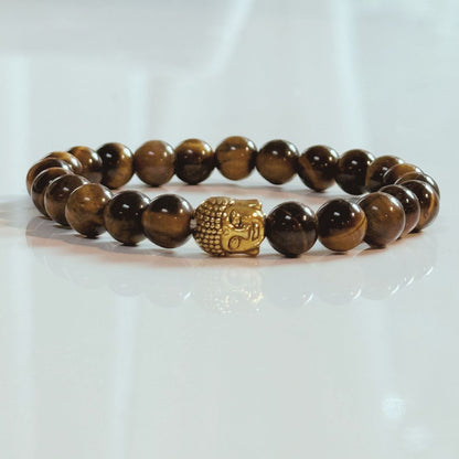 Buddha Crystal Beaded Bracelet - Tiger Eye