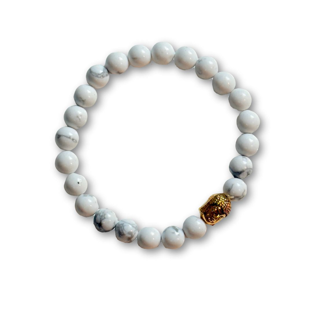 Buddha Crystal Beaded Bracelet - White Howlite
