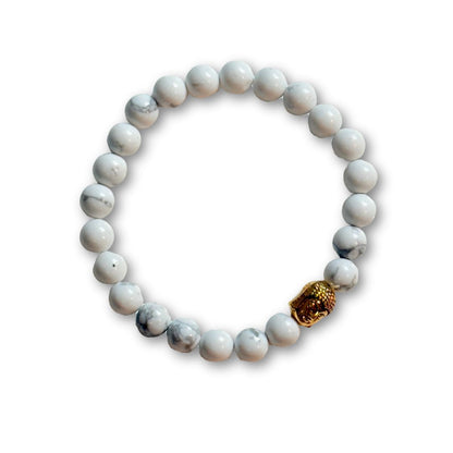 Buddha Crystal Beaded Bracelet - White Howlite