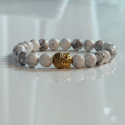 Buddha Crystal Beaded Bracelet - White Howlite