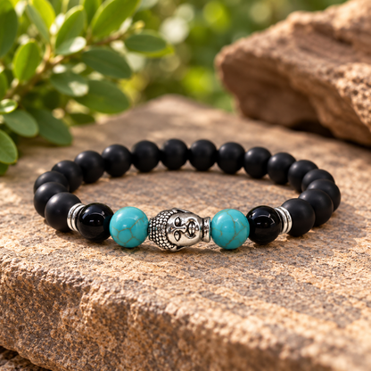 Buddha Black Obsidian Beaded Bracelets