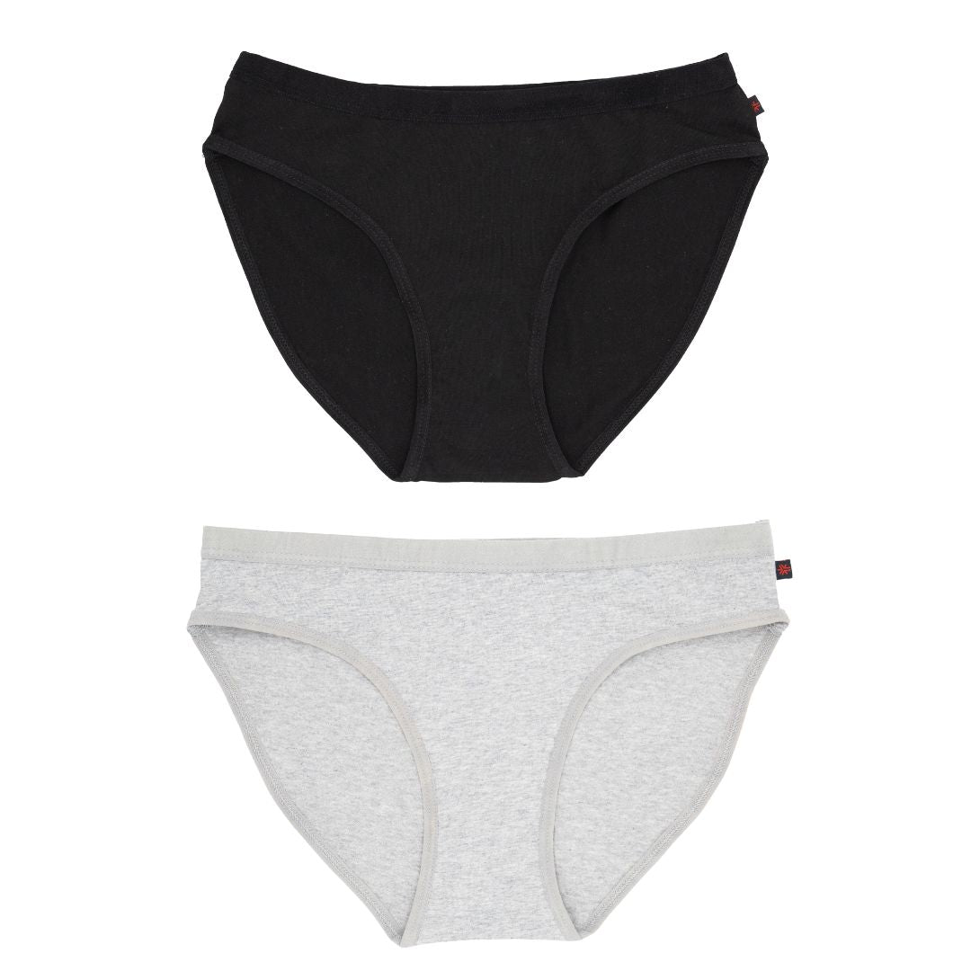 Ethical Women's Bikini Underwear (2 Pack Black and Grey)