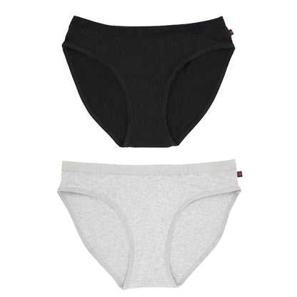Ethical Women's Bikini Underwear (2 Pack Black and Grey)