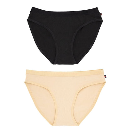 Ethical Women's Bikini Underwear (2 Pack Black and Latte)