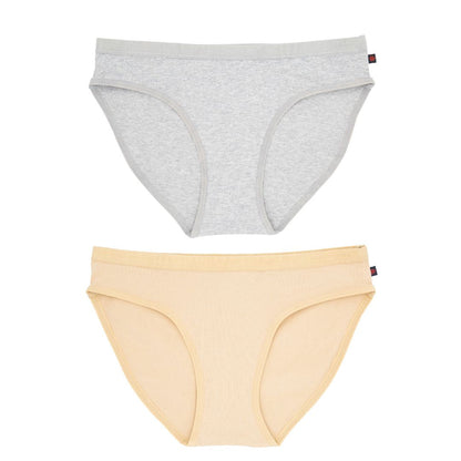 Ethical Women's Bikini Underwear (2 Pack Grey and Latte )