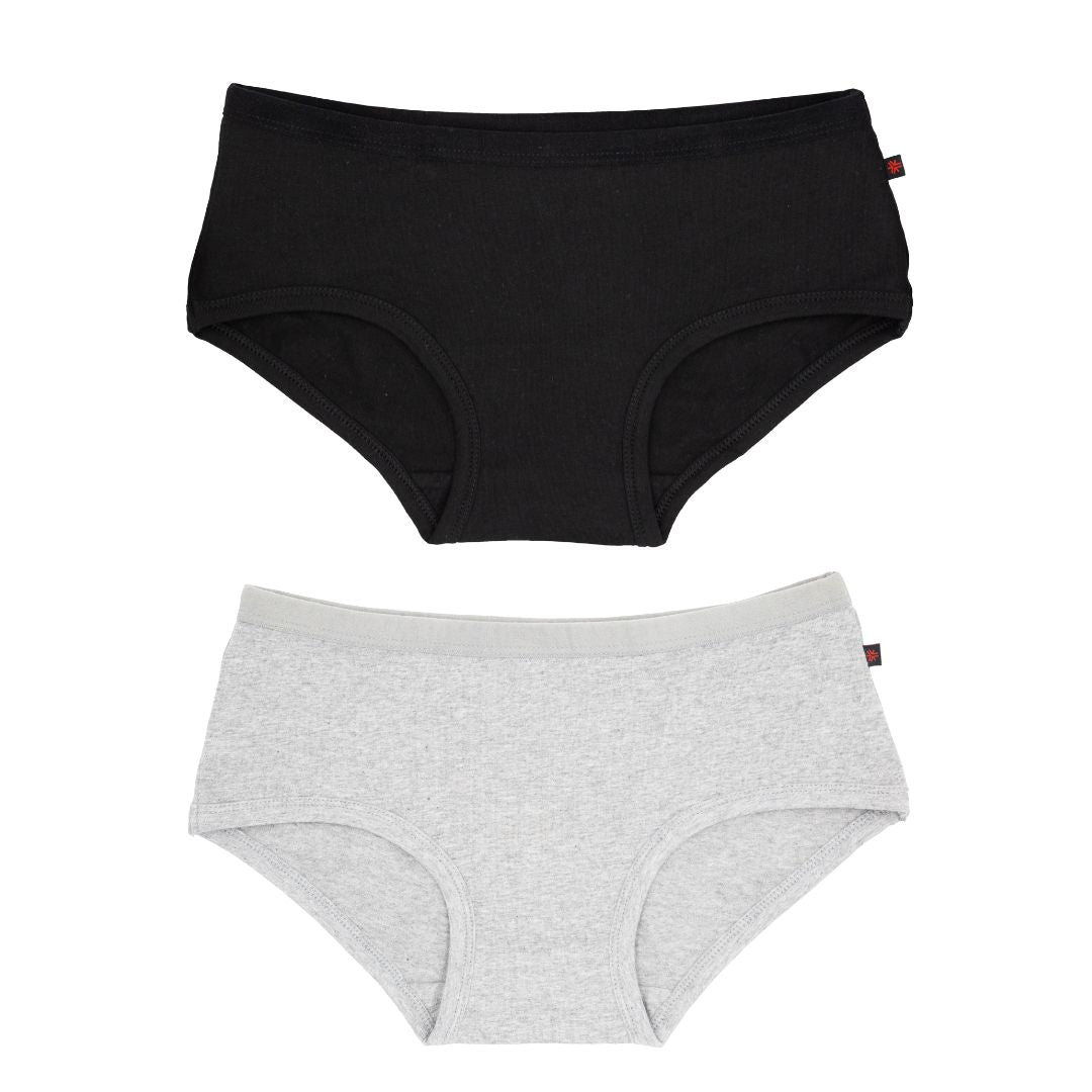 Ethical Women's Boyleg Underwear (2 Pack Black and Grey)