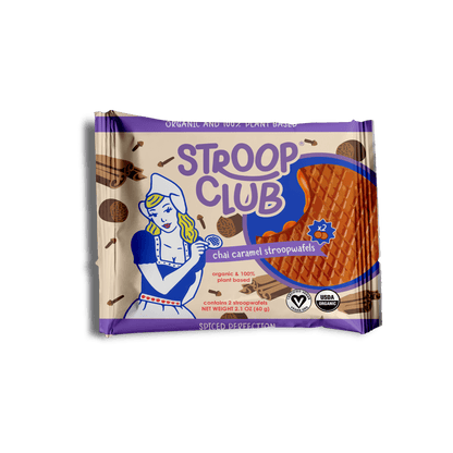 Chai Caramel Plant Based and Organic Stroopwafels (box of 12x 2 - pack - 24 total) - Vegan America