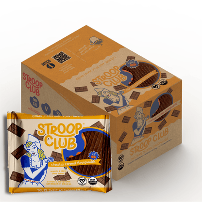 Chocolate Caramel Plant Based and Organic Stroopwafels (box of 12x 2 - pack - 24 total) - Vegan America