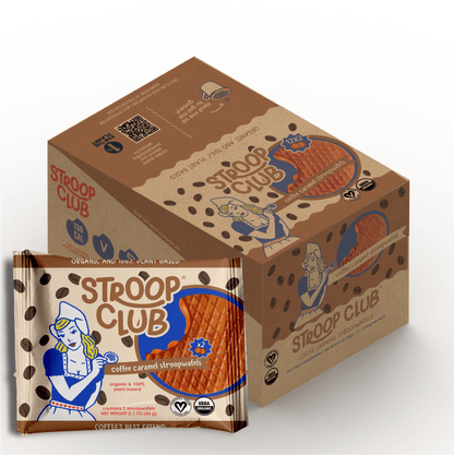 Coffee Caramel Plant Based and Organic Stroopwafels (box of 12x 2 - pack - 24 total) - Vegan America