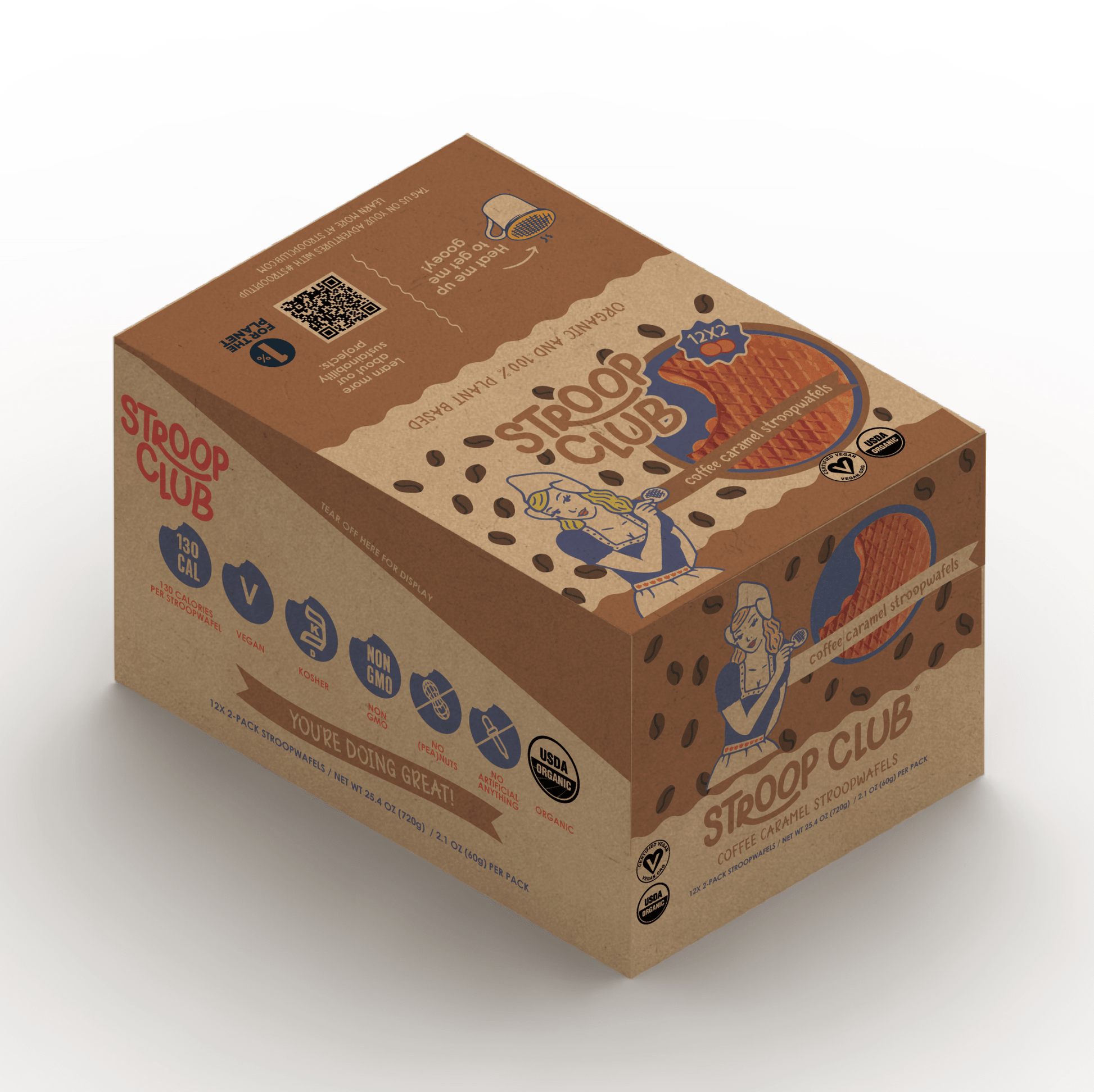 Coffee Caramel Plant Based and Organic Stroopwafels (box of 12x 2 - pack - 24 total) - Vegan America