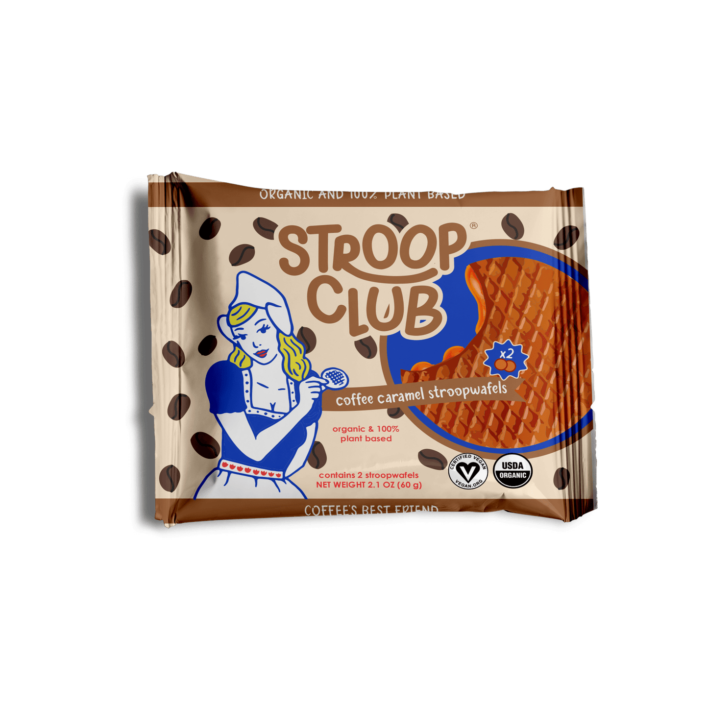 Coffee Caramel Plant Based and Organic Stroopwafels (box of 12x 2 - pack - 24 total) - Vegan America