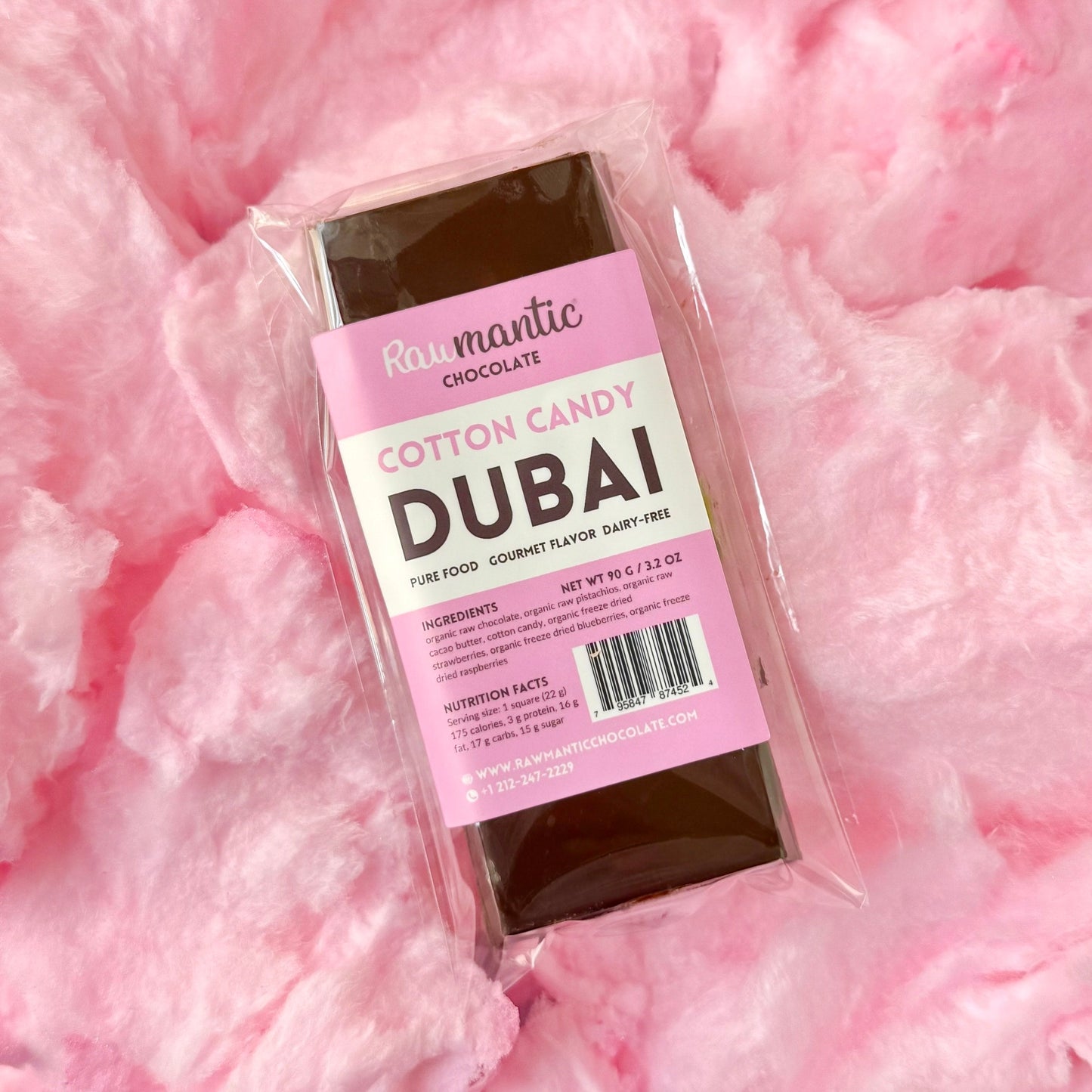 Cotton Candy Angel Hair Dubai chocolate plant based, vegan Bar. 90g