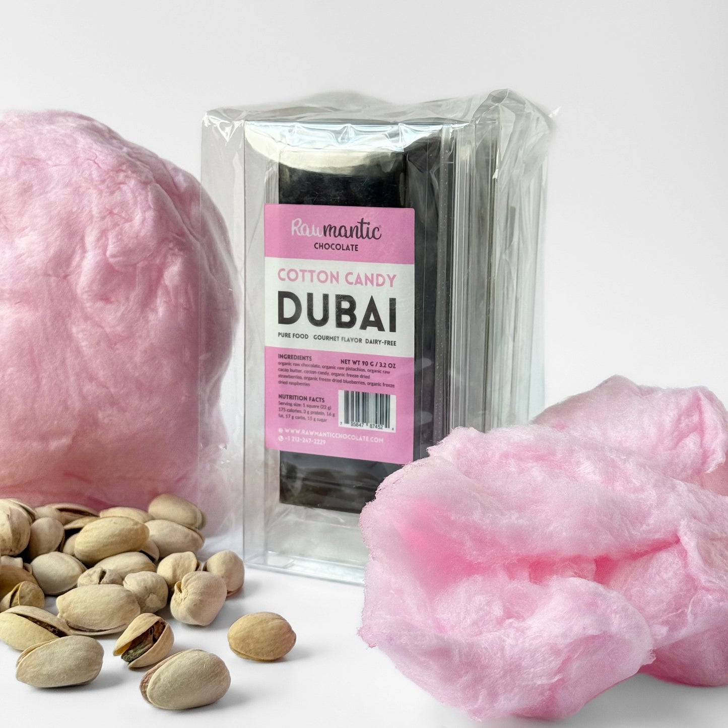 Cotton Candy Angel Hair Dubai chocolate plant based, vegan Bar. 90g