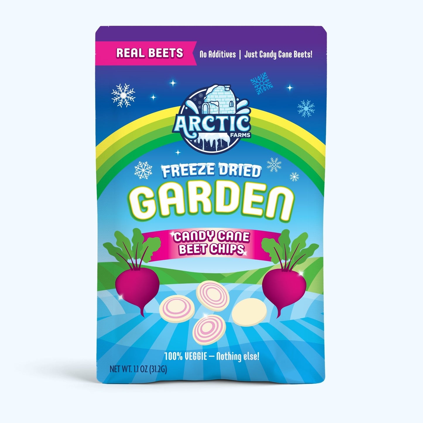 Freeze Dried Candy Cane Beet Chips - Vegan America