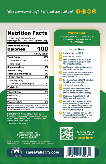 Chocolate Chip Almond Flour Cookie Mix
