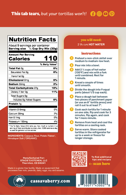 Original Cassava Flour Tortilla Mix