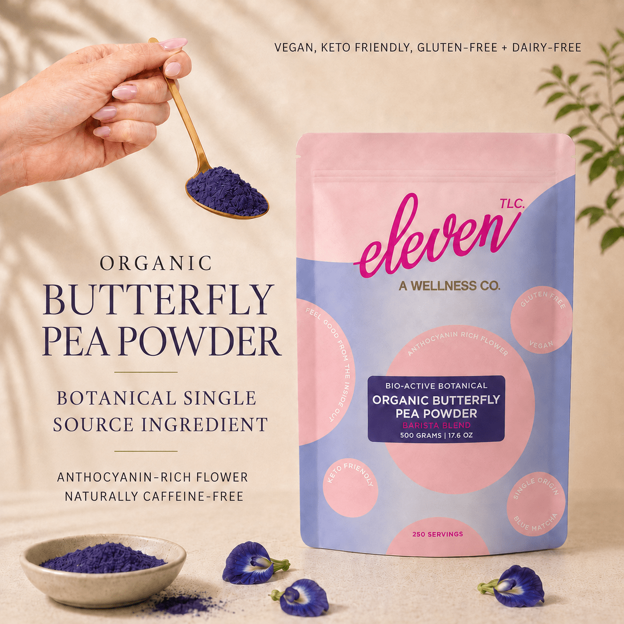 Organic Butterfly Pea Flower Powder | Blue Matcha | 500g Bulk Foodservice - Vegan America