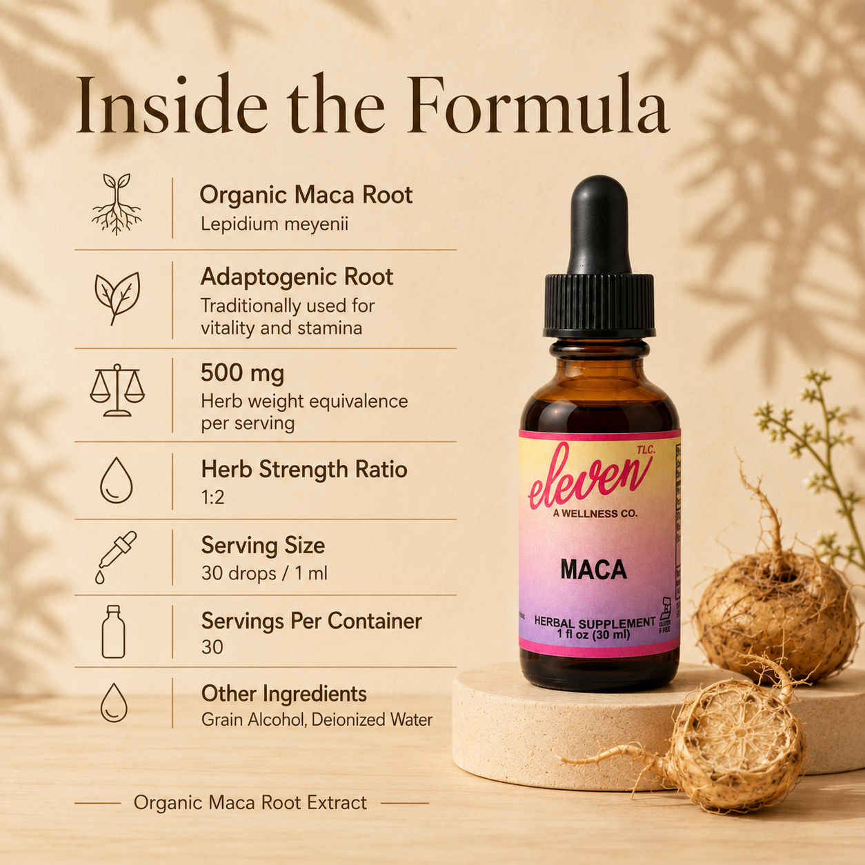 Organic Maca Root Tincture | Energy & Vitality | 1 oz