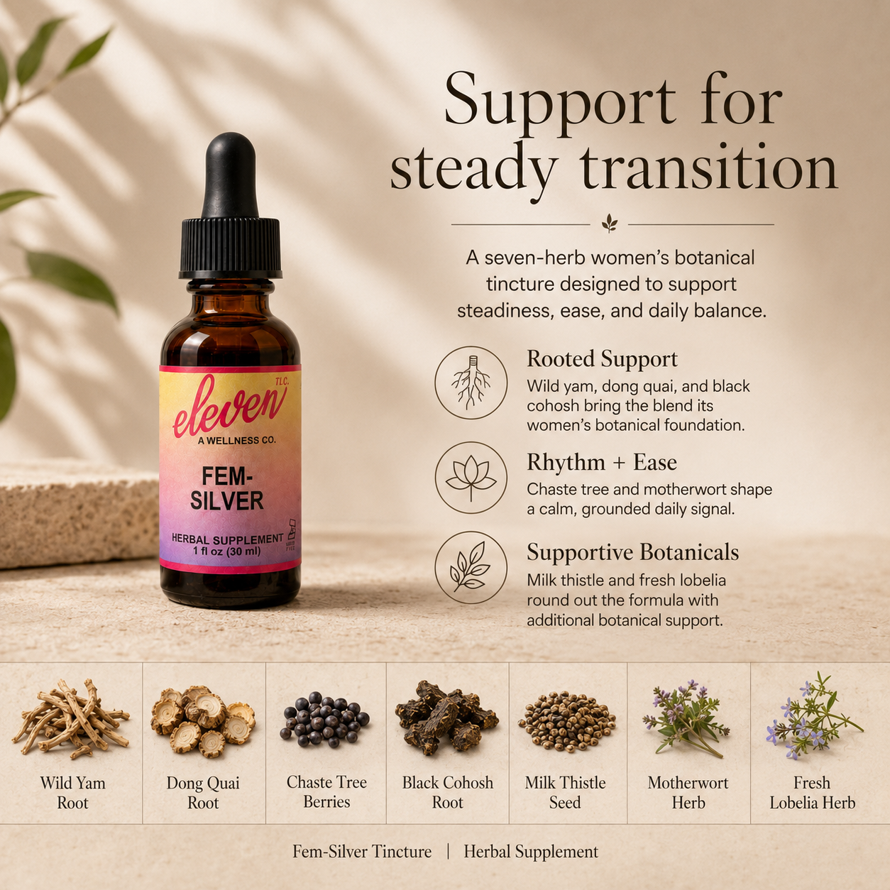 Fem-Silver Tincture | Menopause & Hormone Support | 1 oz