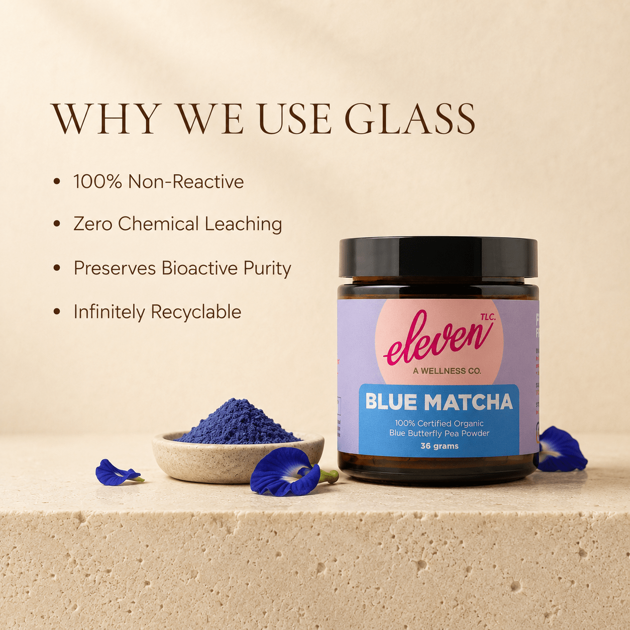 Eleven TLC Blue Matcha | Butterfly Pea Powder 500g - Vegan America