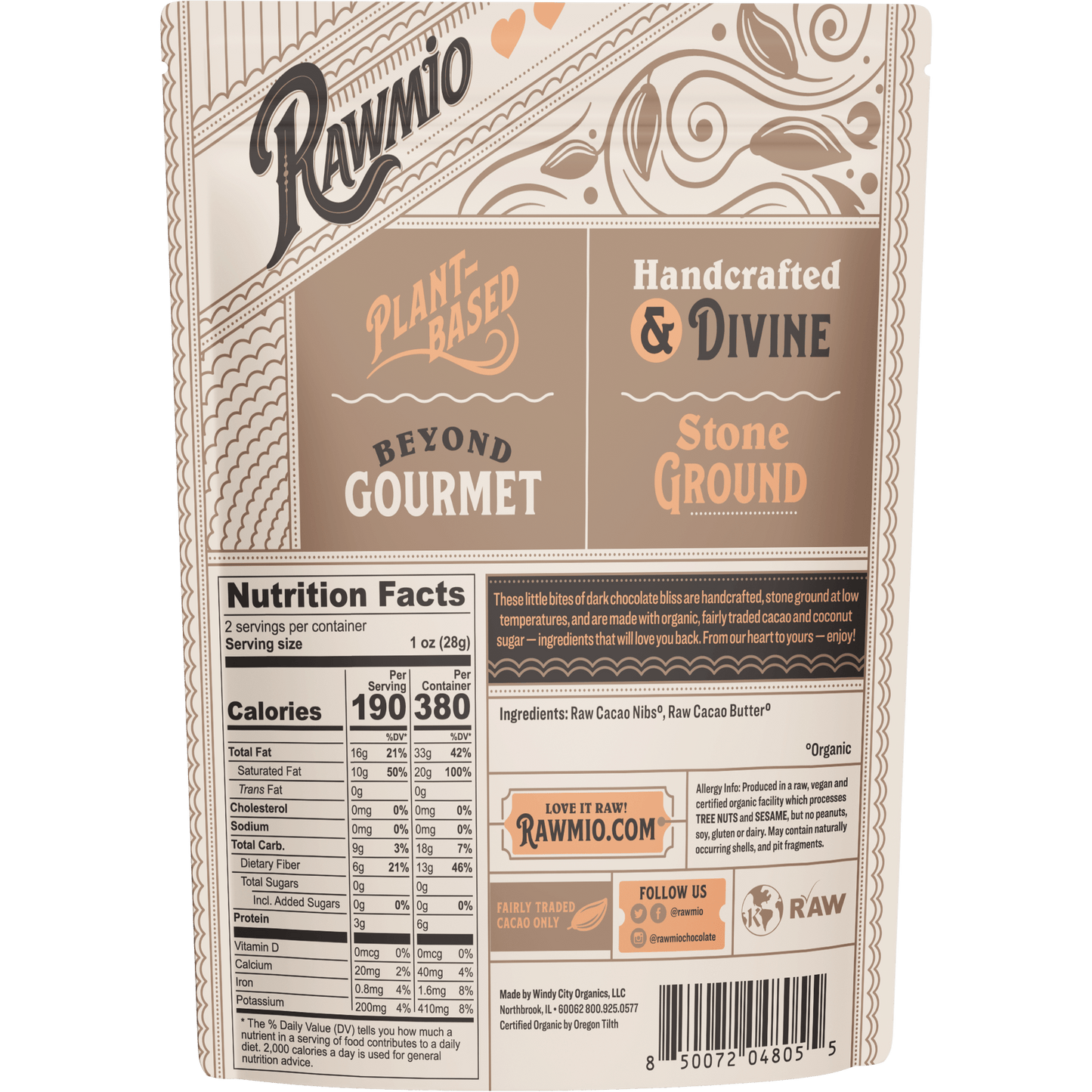 Rawmio Dark Chocolate Hearts - 100% Cacao - Vegan America