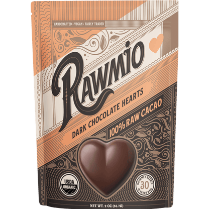 Rawmio Dark Chocolate Hearts - 100% Cacao - Vegan America