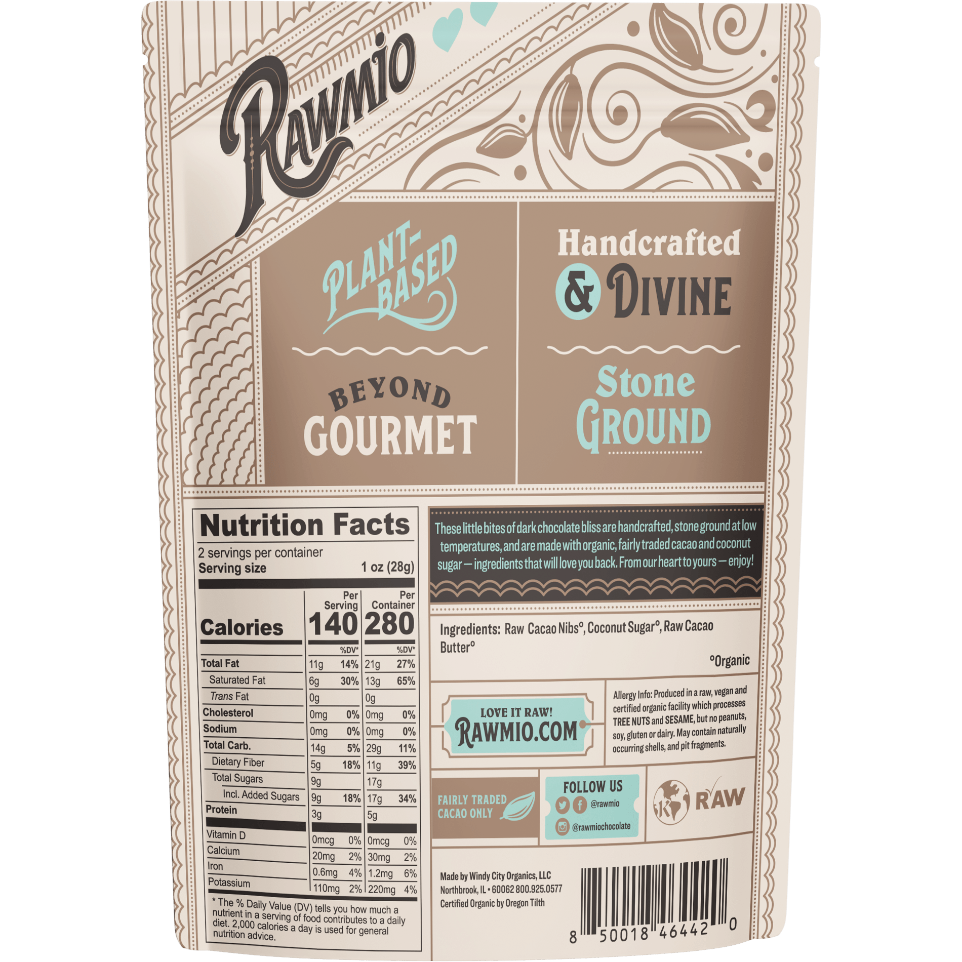 Rawmio Dark Chocolate Hearts - 70% Cacao - Vegan America