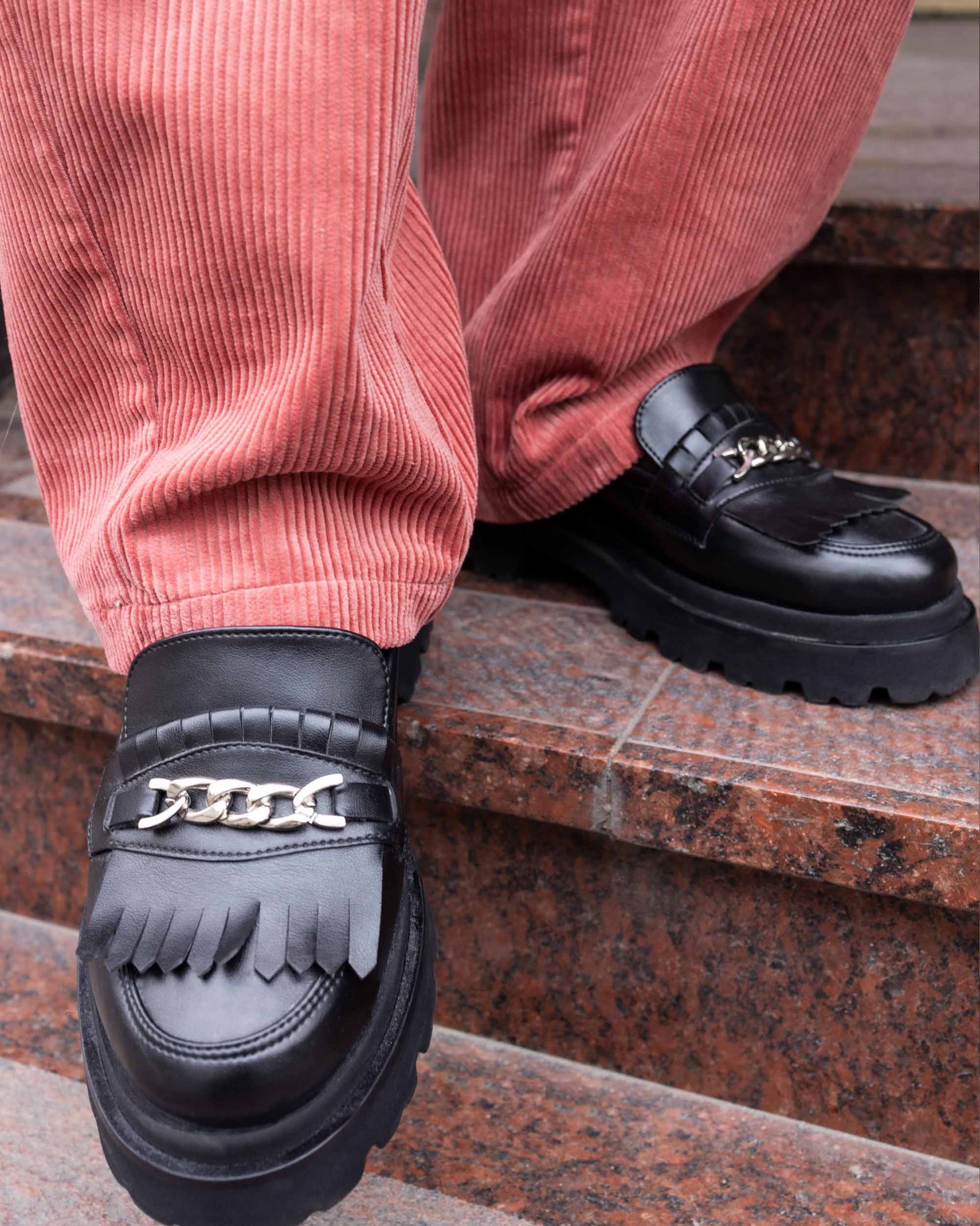 Chunky Loafers Black Grape Leather Loafers - Vegan America