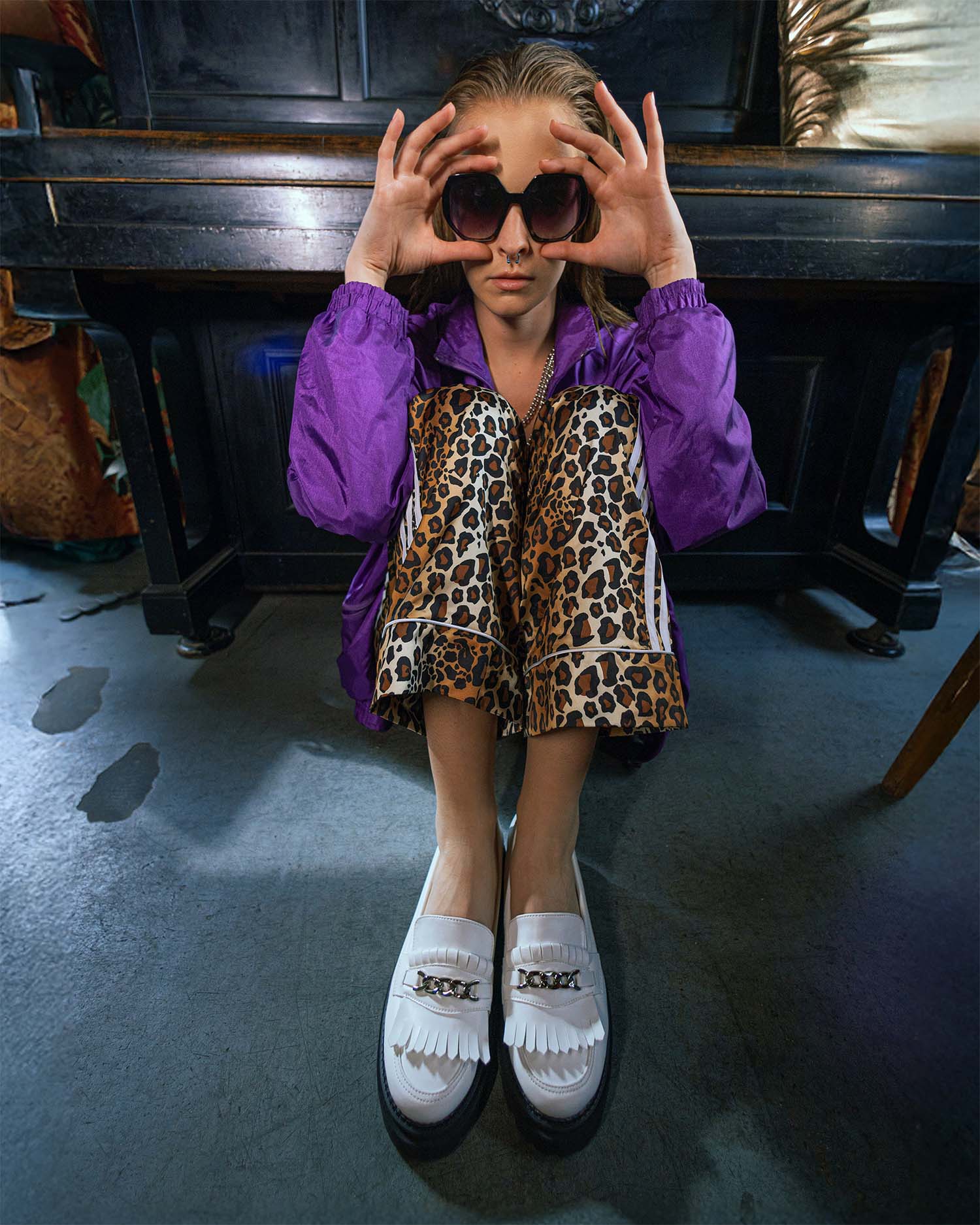 Chunky Loafers White Grape Leather Loafers - Vegan America