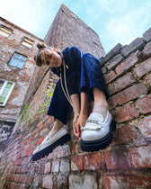 Chunky Loafers White Grape Leather Loafers - Vegan America