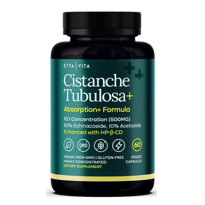 Potent Cistanche Tubulosa Capsules (500 mg) Stress Response, Mood & Cortisol Support (2x Potent 50% Echinacoside/10% Acetoside) Hormonal Balance for Men & Women - Cistanche Supplement, Powder Extract